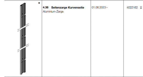 Hörmann Seitenzarge Kurvenseite Aluminium-Zarge, 4022162, Seiten-Sektionaltore, BR 30