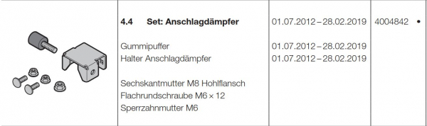 Hörmann Set: Anschlagdämpfer (HST 42) BR10, Seiten-Sektionaltor, 4004842