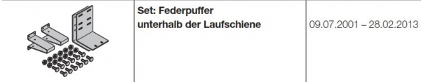 Hörmann Zargen Set Federpuffer unterhalb der Laufschiene für die Industrietorbaureihe 40-50, 3088487