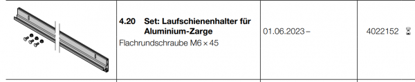 Hörmann Set: Laufschienenhalter für Aluminium-Zarge, 4022152, (HST 42), Seiten-Sektionaltor, BR 30