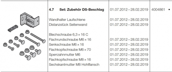 Hörmann Set: Zubehör DS-Beschlag (HST42) BR10, Seiten-Sektionaltor, 4004861