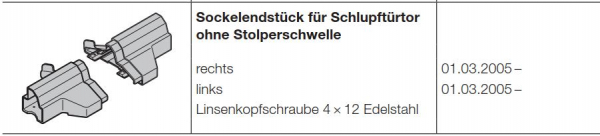 Hörmann Sockelendstück für Schlupftürtor ohne Stolperschwelle rechts der Baureihe 40, 3062134