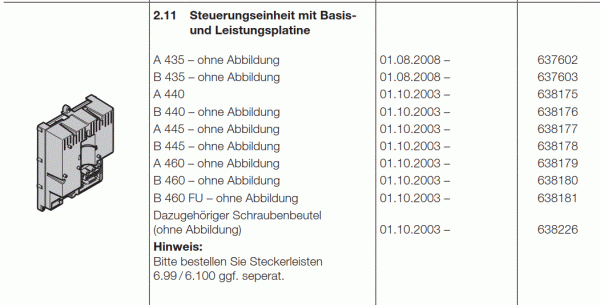 Hörmann Steuerungseinheit A435 mit Basis-und Leistungsplatine, 637602