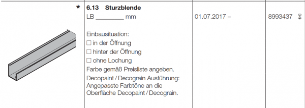 Hörmann Sturzblende für Garagen-Deckenlauftor - RollMatic OD, 8993437
