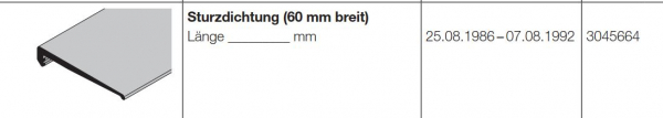 Hörmann Sturzdichtung (60 mm breit) Baureihe 20, 3045664