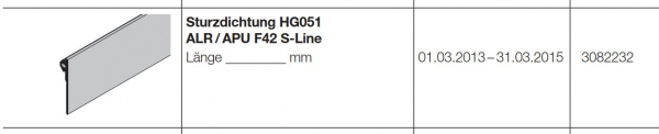 Hörmann Sturzdichtung HG051ThermoFrame Bautiefe 42 Zubehör für Torglieder Ersatzteile für die Industrietor Baureihe 40-50, 3090368