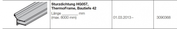 Hörmann Sturzdichtung HG057 ThermoFrame Bautiefe 42 Zubehör für Torglieder Ersatzteile für die Industrietor Baureihe 40-50, 3090368