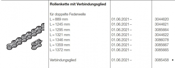 Hörmann Verbindungsglied für die Rollenkette der Baureihe 30, 40, 50, 60, 3085458