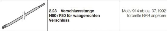 Hörmann Verschlussstange N80 / F80 für waagerechten Verschluss, 1940