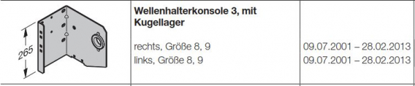 Hörmann Wellenhalterkonsole 3 mit  Kugellager rechts Größe 8-9 für die Industrietor Baureihe 30-40-50, 3044143