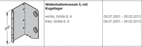 Hörmann Wellenhalterkonsole 5 mit Kugellager links Größe 8-9 für die Industrietor Baureihe 30-40-50, 3044150