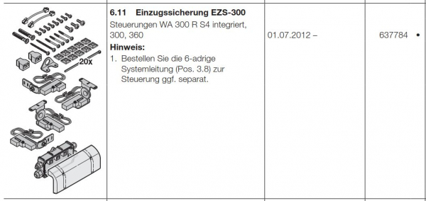 Hörmann Einzugssicherung EZS-300 Steuerungen  WA 300 R S4 integriert 300-360R, 637784