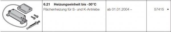 Heizungseinheit bis -30 grad C Flächenheizung  für Steck-und Kettenantriebe, 57415