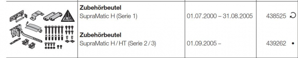 Hörmann Zubehörbeutel SupraMatic H / HT (Serie 2 / 3), 439262, 438525