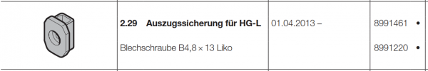 Hörmann Auszugssicherung für HG-L für Innen-Rolltor und Rollgitter RollMatic handbetätigt, 8991461