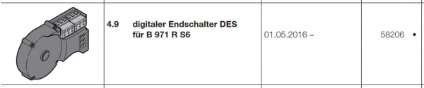 Hörmann digitaler Endschalter DES für B 971, R S6 , 58206