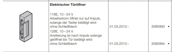 Hörmann elektrischer Türöffner, 3085994