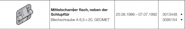 Hörmann Mittelscharnier flach-neben der Schlupftür-aus Aluminium Druckguß für Industrie-Baureihe 20, 3013448