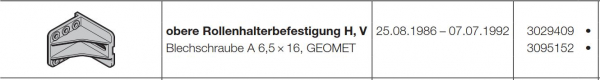 Hörmann obere Rollenhalterbefestigung H-V neu-(von innen gesehen)-Industrietorbaureihe 20, 3029409