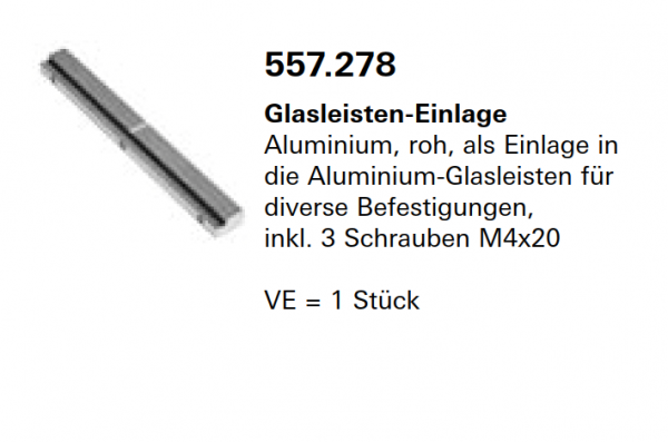 Jansen Janisol Arte 2.0, Glasleisten-Einlage, Aluminium, roh, als Einlage, Artikel Nr.557.278