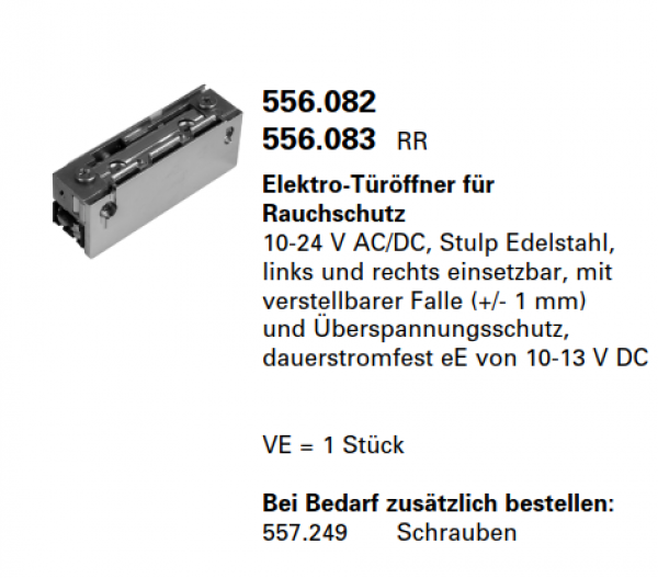 Jansen-Economy 60 RC Türen Elektro-Türöffner für Rauchschutz 10-24 V AC/DC, Artikelnummer 556.082