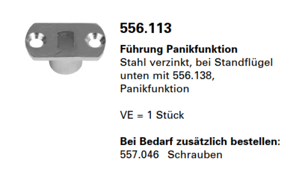 Jansen-Economy 60 RC Türen Führung Panikfunktion Stahl verzinkt, bei Standflügel unten, Artikelnummer 556.113