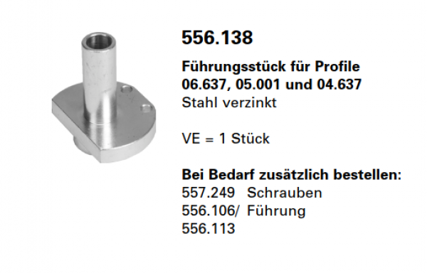 Jansen-Economy 60 RC Türen Führungsstück für Profile 06.637, 05.001 und 04.637 Stahl verzinkt, Artikelnummer 556.138