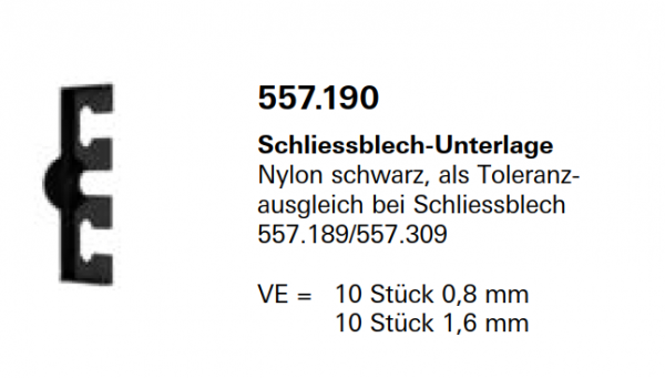 Jansen Janisol Arte 2.0, Schliessblech-Unterlage Nylon schwarz, als Toleranzausgleich bei Schliessblech, Artikel Nr. 557.190