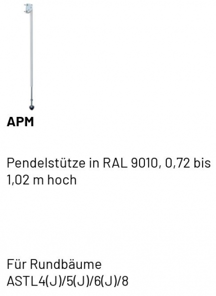 Marantec APM Pendelstütze in RAL 9010, 0,72 bis 1,02 m hoch, 178433