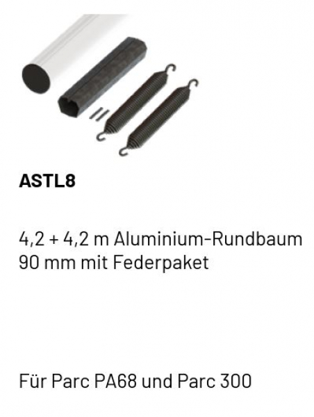 Marantec ASTL8, 4,2 + 4,2 m Aluminium-Rundbaum 90 mm mit Federpaket,178420