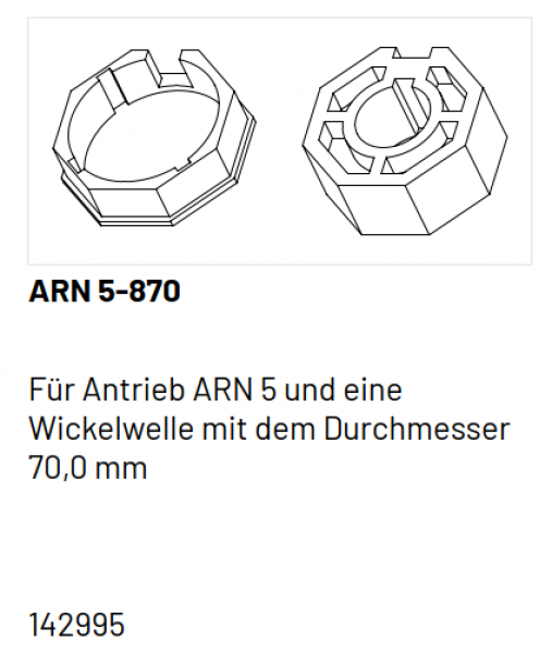 Marantec Adapter ARN 5-870 (achtkantig, 70 mm) für Rohrmotorantriebe sind Einsteckantriebe für ​​​​​​​Rollgitter und Rolltore