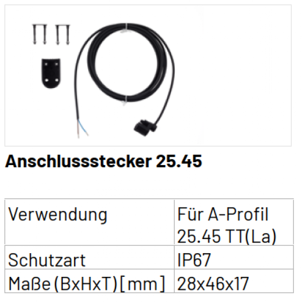 Marantec Abschlussstecker Protect-Contact 25.45, Länge 5.000 mm, 149934