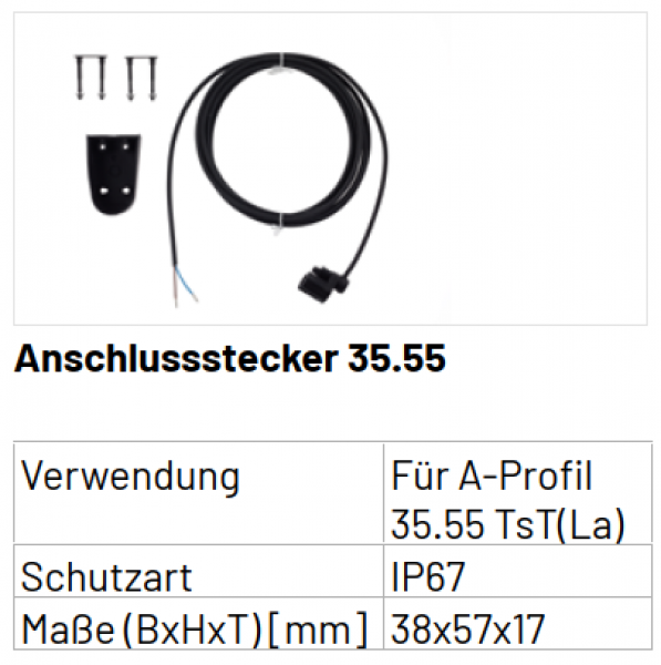 Marantec Protect-Contact 35.55 Abschlussstecker, mit Kabel Länge 2.500 mm, 123149, 186960