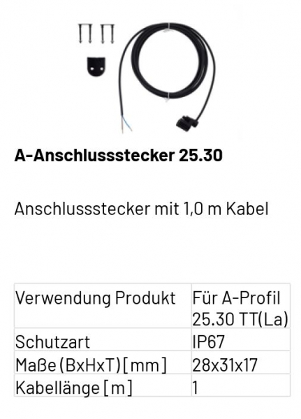 Marantec A-Anschlussstecker 25.30 Anschlussstecker mit 10 m Kabel, 186964