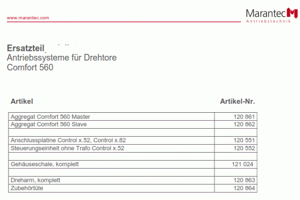Marantec Motor / Aggregat, Comfort 560, Drehtorantrieb, Master, 120861