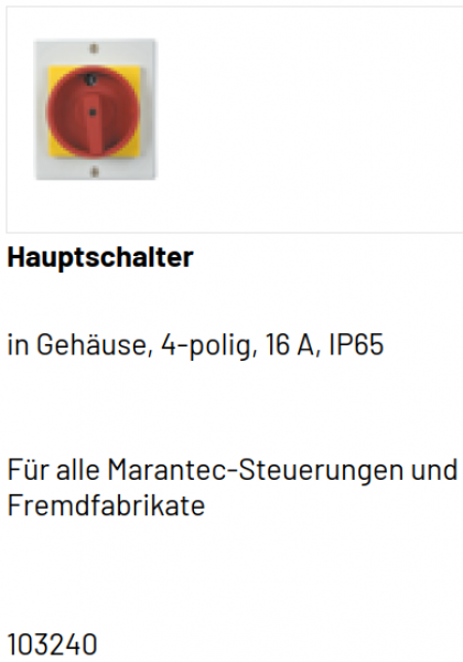 Marantec Hauptschalter, in Gehäuse, 4-polig, 16 A, IP65, 103240