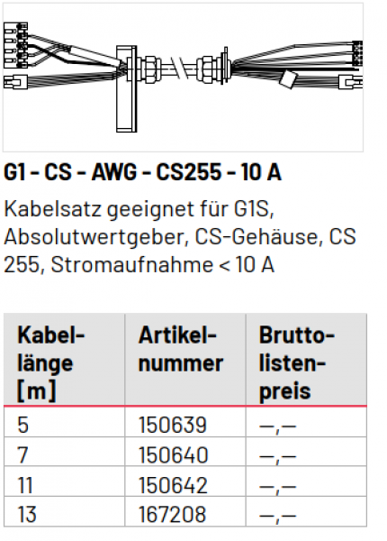 Marantec Kabelsatz, geeignet für G1 - CS - AWG - CS255 - 10 A