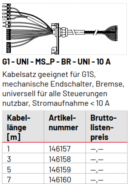 Marantec Kabelsatz, geeignet für G1 - UNI - MS_P - BR - UNI - 10 A