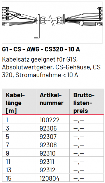 Marantec Kabelsatz geeignet für G1 - CS - AWG - CS320 - 10 A