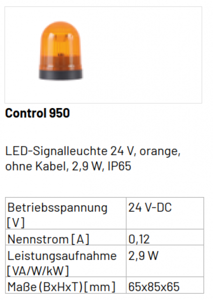 Marantec LED-Signalleuchte, orange, Control 950, 24V ohne Kabel