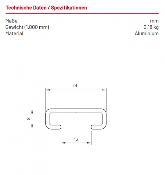 Marantec, MFZOvitor Protect-Contact 25.30 Aufnahmeprofil, 1 Stück a 1.000mm , 99590