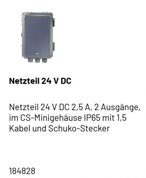 Marantec-MFZOvitor Netzteil 24 V DC 2,5 A, 2 Ausgänge, im CS-Minigehäuse, 184828