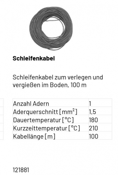 Marantec Schleifenkabel Typ SIAF 1,5 mm² für Schleifendetektor, 8001745