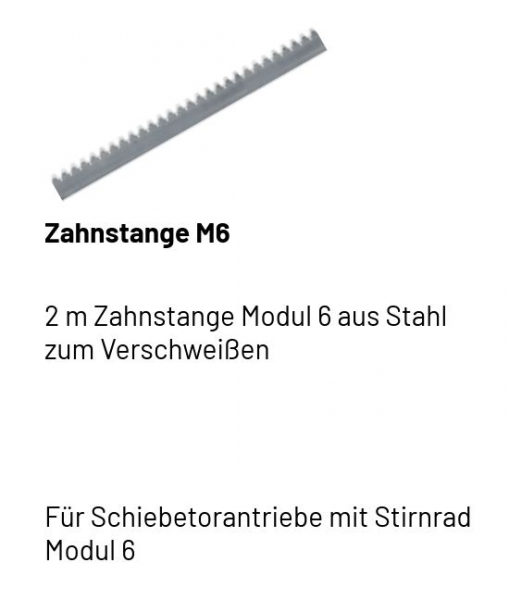 Marantec Zahnstange M6 aus Stahl zum Verschweißen, 144095