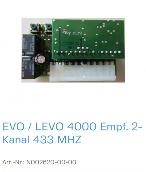 Normstahl EVO / LEVO 4000 Empfänger, 2-Kanal 433 MHZ, N002620-00-00