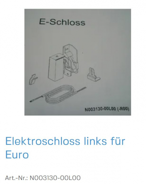 Normstahl Elektroschloss links für DST Euro nur verwendbar bei zweitem Zugang zur Garage und in Verbindung mit Magic Torantrieben, N003130-00L00