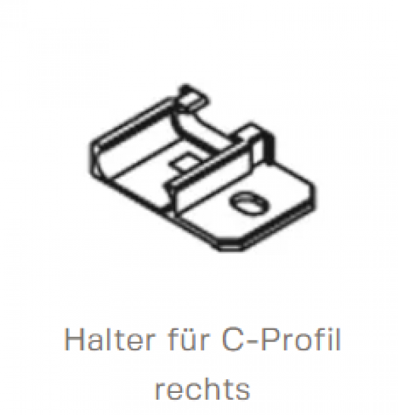 Normstahl Halter für C-Profil Rechtslauf für SST ab 02/11 mit Alu-Reno-Schiene, für Seitensektionaltor Top 08.1997-11.2012, N001638-00-00