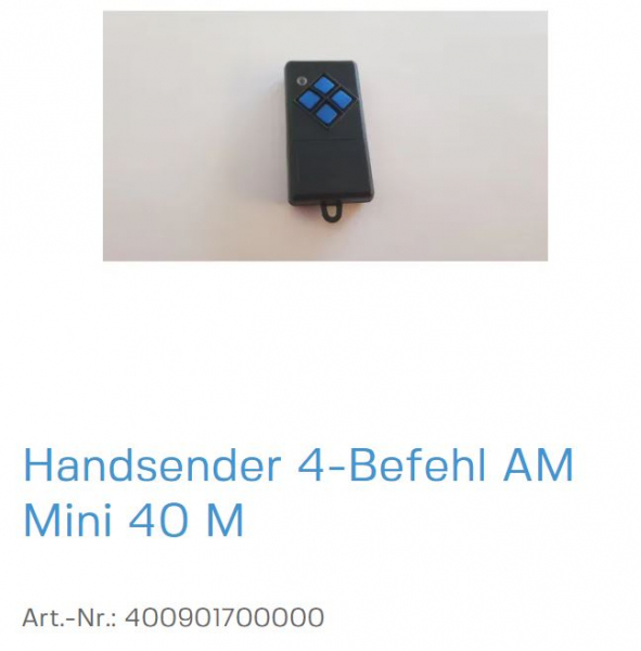 Normstahl Handsender 4-Befehl AM Mini 40 M, 400901700000