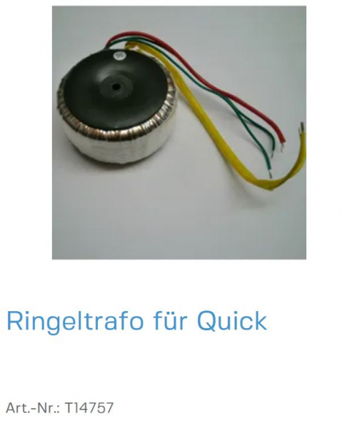 Normstahl Ringeltrafo für Quick, T14757