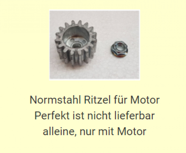 Normstahl Ritzel für den Motor